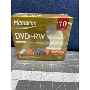 Memorex DVD+RW 10-Pack NEW/SEALED 4X 4.7GB 120Min with Cases Rewritable